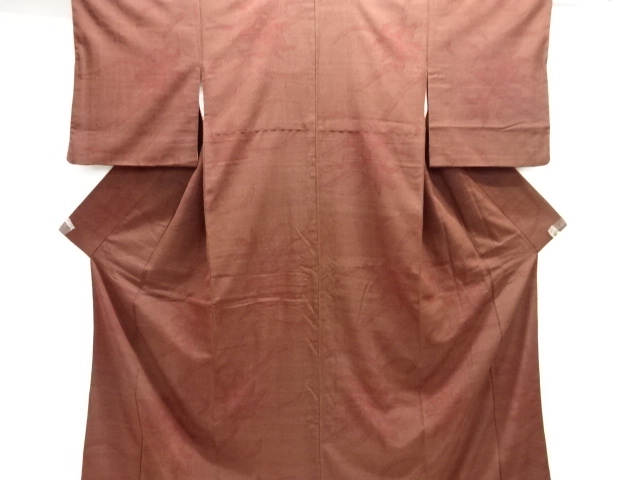 花模様織り出し手織り真綿小千谷紬着物